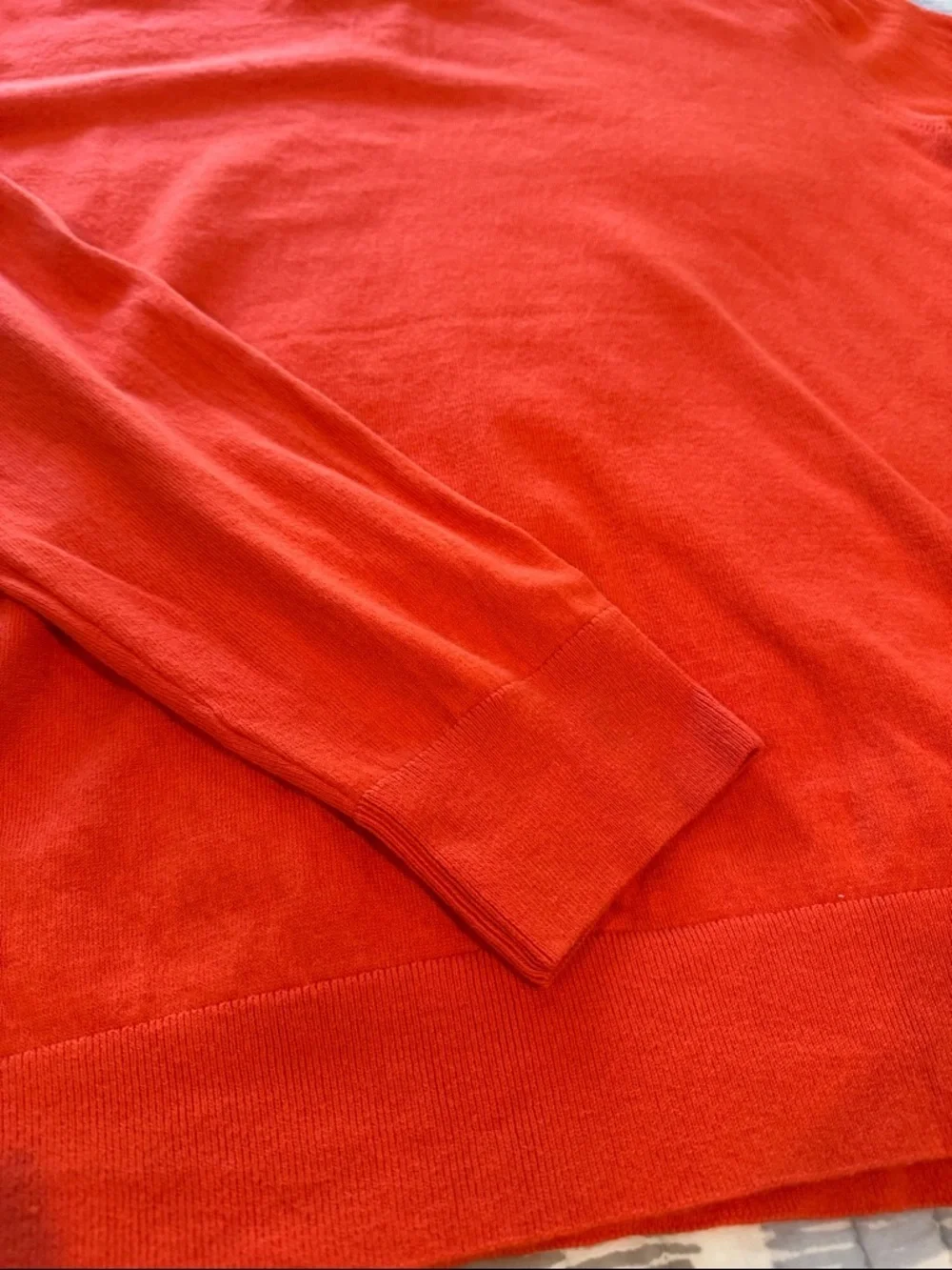 Banana Republic Men's Bright Orange Quarter-Zip Sweater; size XL